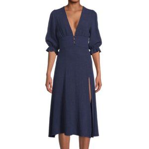*NEW* CAARA ​Julien Day Dress Women's XL Navy Blue V-Neck; Side Split